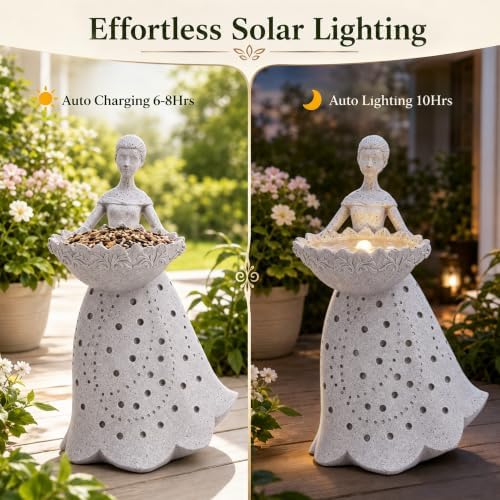 Nacome Solar Fairy Garden Decor: 11Inch Resin Outdoor Statues(Gray) - Image 4
