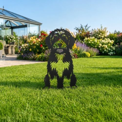 Dog Metal Garden Stake - Weatherproof Dog Silhouette Yard Art, Decorative Outdoor Sign for Lawn & Patio, Heartfelt Gift for Soft Bernedoodle Lovers(Sit,10") - Image 2