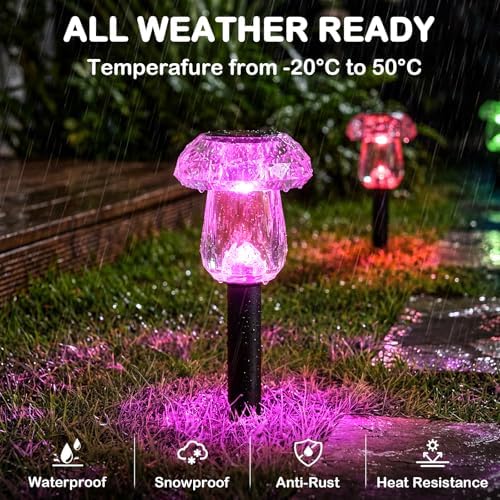 16 Pack Solar Lights Outdoor Color Changing Mushroom Garden Lights - Image 3