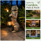 Funny Bear Outdoor Solar Lantern,16.2in Garden Decor Statue Waterproof - Image 4