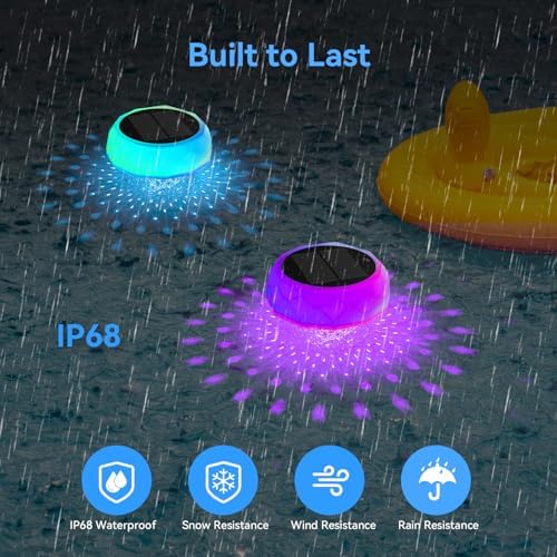 VICHTOP Solar Floating Pool Lights, RGB Color Float Pool Lights, IP68 Waterproof, Pool Decor Lighting Accessories for Inground, Above Ground Pools, Outdoor, Garden - Image 5