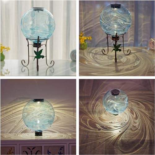 10 Inch Solar Glass Gazing Ball with 9.4" H Metal Stand - Image 2
