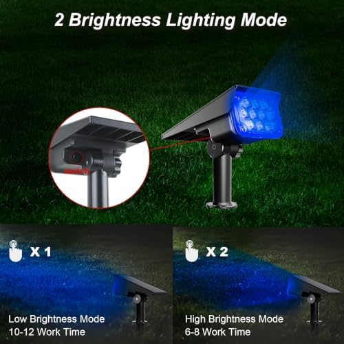 Halloween Solar Spot Lights Outdoor, Blue Solar Spotlights Landscape Lighting with IP65 Waterproof 20 LEDs Landscape Spotlight for Garden Path Yard Christmas Decoration 4 Pack - Image 4
