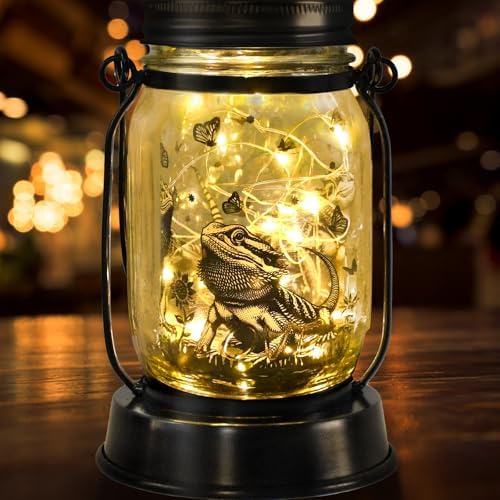 kyoryuger Bearded Dragon Gifts for Women/Men Bearded Dragon Solar Lanterns Mom Birthday Animal Lovers Lantern Animal Memorial Lights Solar Garden Decoration for Yard, Patio,Backyard,Porch Torches by kyoryuger