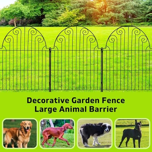 Garden Fence 5 Panels, 36 in H Above Ground, No Dig Metal Fence - Image 3