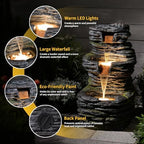 3 Tier Cascading Rock Water Fountain Outdoor Garden,28.74" H Natural Look Outdoor Fountains and Waterfalls with LED Lights for Patio, Deck, Porch, Backyard, Outside and Indoor Home Decor - Image 4