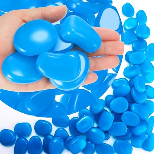 Landical 300 Pcs 1.8" Glow in the Dark Rocks for Outdoor, Dark Blue by Landical
