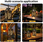 Solar Lanterns Outdoor Waterproof Hanging Vintage Led Fairy Lights Lantern, Upgraded Solar and AAA Battery Powered, for Outside Yard and Indoor Tables, Window Sill, 2 Pack - Image 4