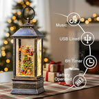 10.4" Christmas Snow Globe Flying Santa Around The Tree Water Lantern, Battery Operated or USB Powered Musical Lighted Holiday Decoration for Tabletop Display for Family and Friends - Image 2