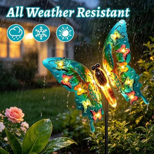Solar Butterfly Lights Outdoor, Large 41" Metal Garden Decor Outdoor Lights - Image 5