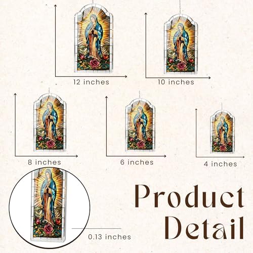 Our Lady of Guadalupe Acrylic Suncatcher Size 10 inches, Stained Glass Effect Window Hanging Ornament, Garden Decor, Gift for Mother's Day - Image 3