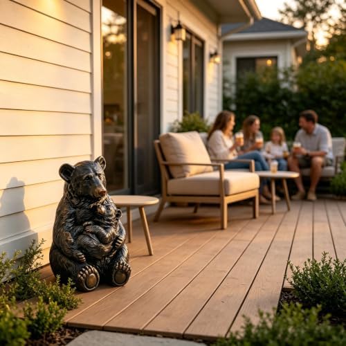 19" Mother Cub Bear Statue Garden Decor Outdoor Patio Black - Image 4