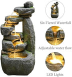 32.68'' Outdoor Water Fountain with Lights, Water Feature for Garden - Image 4
