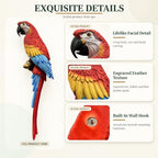 Hanging Scarlet Macaw Garden Statue, Hand Painted Resin Bird Decor - Image 2