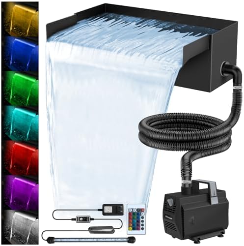 Pond Waterfall Kit with 600GPH Pump & 8-inch 304 Stainless Steel Spillway by Vcraze