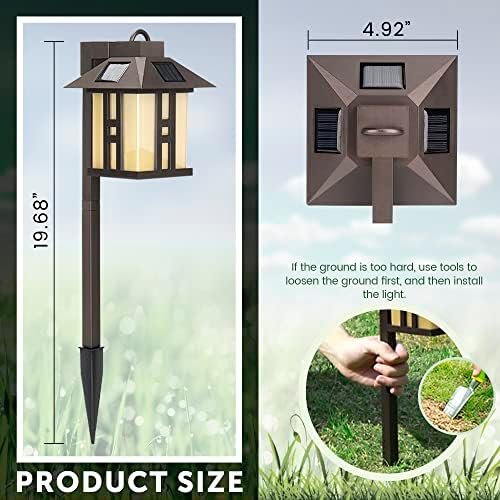 GIGALUMI Japanese Decor Solar Lights for Outside, Pathway Lights 4 Pack - Lawn/Patio/Yard/Walkway/Driveway Decoration - Image 7