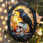 Gothic Raven and Skull Acrylic Suncatcher - Image 6