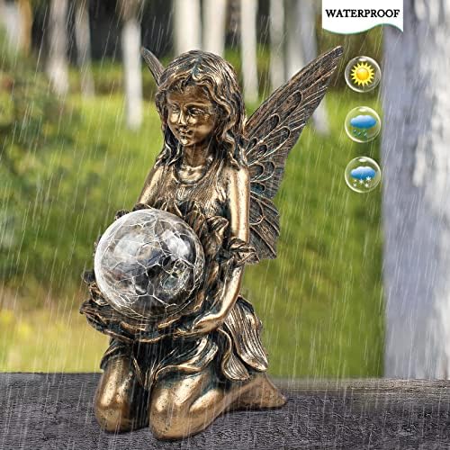 Suyorpe Garden Statues Outdoor Flower Fairy Decor,Solar Powered Outdoor Resin Statues-Patio Lawn Yard Porch, Funny Fairies Ornaments Figurines for Outside Garden Gifts,8.31 Inches Tall - Image 5