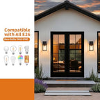Outdoor Light Fixtures Wall Mount, Waterproof Front Porch Lights, Modern Exterior Lighting Fixtures with E26 Socket, Black Wall Sconces Lantern Lamp, Outside Lights for House, Garage, Patio (2 Pack） - Image 5