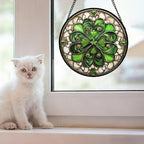 Stained Glass Window Hanging Lucky Clover Suncatcher Gift for Mom 15" - Image 2