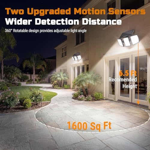 EverBrite 2PK Solar Motion Sensor Lights, 3 Heads, IP65 Waterproof Outdoor - Image 3
