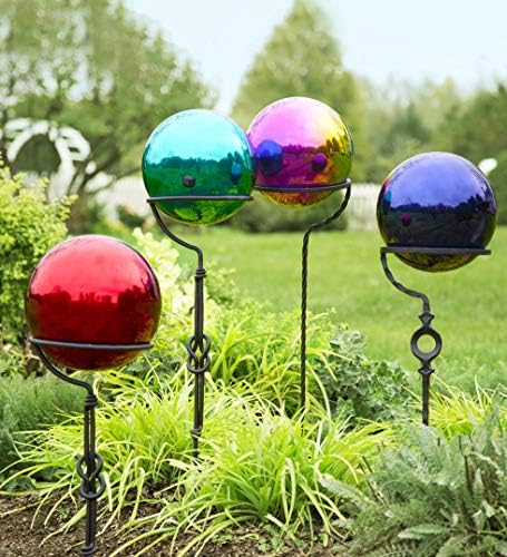Plow & Hearth Weather Resistant Stainless Steel Garden Gazing Ball 10 in Dia. Rainbow - Image 2