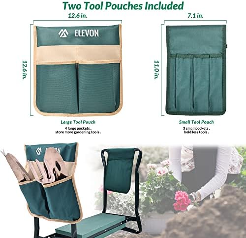 ELEVON Portable Garden Kneeler and Seat Heavy Duty Garden Bench with 2 Large Tool Pouches Prevent Knee & Back Pain Folding Sturdy Gardening Tools Gifts for Gardeners - Image 2