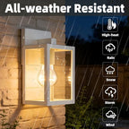 2 Pack Small Porch Sconce Lights-White 9 Inch Outdoor Wall Lantern Light Exterior Sconce Metal and Glass White Outside Wall Light for Hallway Entrance Garage Balcony - Image 5