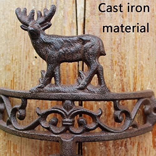 Cast Iron Elk Outdoor Wall Doorbell Rustic Retro Wrought Iron Dinner Front Door Manual Bells (Black 21 * 21 * 12cm) - Image 4