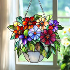 Colorful Flowers Pot Acrylic Suncatcher by AVAGAN