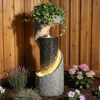 Bumilgar Water Fountain Outdoor 35.4" H Modern Outdoor Fountains and Waterfalls Flooring Standing Indoor Fountain with LED Lights and Pump for Garden, Patio, Deck, Backyard, Porch and Home Art Decor by Bumilgar