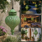 Moroccan Solar Lanterns Outdoor Hanging Garden Decor (2 Pack, Green) - Image 4