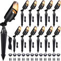 Gardenreet Die-Cast Brass Spot Light LED, Outdoor 12V Uplighting Waterproof, Low Voltage Landscape Lights Metal Black for Fence Fountain, with Warm White MR16 Replaceable Bulbs (12 Pack) by Gardenreet