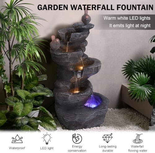 Resin Stone Imitation Waterfall with LED Lights Desktop Waterfall - Image 2