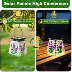 SAVENNA Mosaic Solar Lantern,Handcrafted Glass Outdoor Hanging or Table Lantern,600mAh Long Lasting Garden Light for Patio, Yard & Outdoor Decor– Lavender Pattern - Image 3