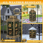 Solar Lantern Outdoor Garden Hanging Lantern Vintage Stack Books Ivy Vines Dark Waterproof Solar Powered Lighting Outside Table Lamp for Patio Deck Yard Camping - Image 3