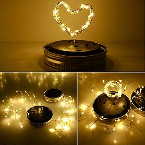 Solar Mason Jar Lantern Light, 3 Pack 20 Led String Starry Hanging Lamp, Fairy Firefly Lights Kit for Patio Garden Wedding Table Decor with Mason Jar & Hanger - Image 3