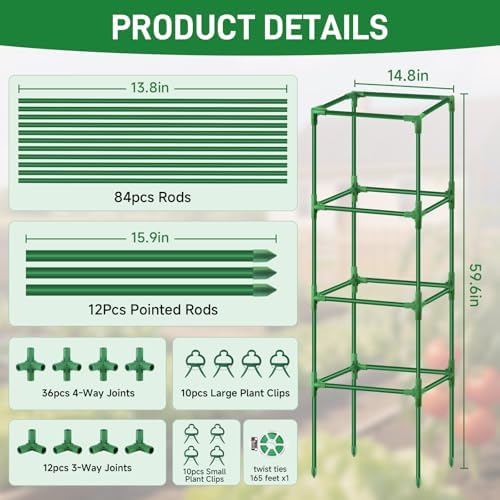 3 Pack Square Tomato Cage Heavy Duty Rust-Resistant Metal Tomato Trellis - Image 2