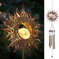 DesGully Solar Wind Chimes, Sun Wind Chime Outdoor Clearance w/Glowing Crackle Glass LED Unique Wind Bells for Outside Waterproof Chimes, Gifts for Her/Him (42" Long Metal Chimes)… by DesGully