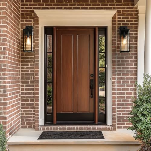 mirrea 18" Classic Outdoor Wall Sconce with Built-in GFCI Outlet 1 Light in Matte Black Rectangular Metal Frame and Clear Glass Shade Waterproof Porch Light Patio Light - Image 5