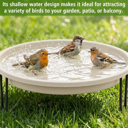14.37'' Ground Bird Bath for Outside Large Bird Bath, Milky White - Image 5