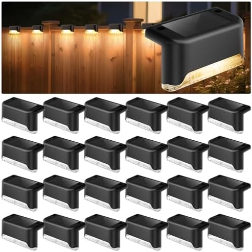 VZZNN 24 Pack LED Outdoor Solar Deck Lights - WaterproofSolar Fence Lights， for Stairs, Fences, Railings Patio Decor & Garden Paths Warm White Outdoor Lights(Warm White) by VZZNN