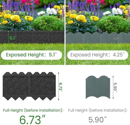 30 Pack Flower Bed Edging Borders, Landscape Edging with Stakes, 5" X 30ft - Image 2
