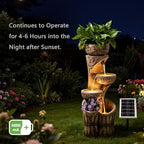 35.6" Solar Outdoor Water Fountain - Relief Leaf Design 4 Tiers Fountains - Image 4