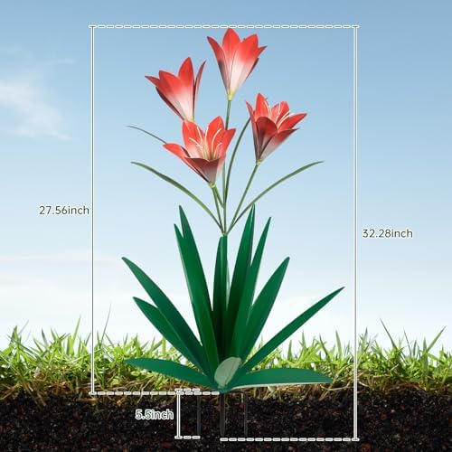 TOMBABY 32.28 Inch Metal Agave Plant Outdoor Decoration Lily Mexican Yard Art Garden Gift Home Decor Hand Painted Metal Agave Garden Yard Statue (2pc, Green) - Image 2