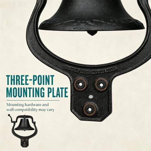 17'' Large Cast Iron Dinner Bell, Farmhouse Hanging Bell for Outdoor Use - Image 6