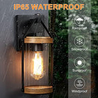 LONEDRUID 2 Pack Dusk to Dawn Sensor Outdoor Wall Lights with Wood Grain - Image 5