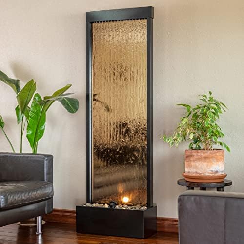 Alpine Corporation 72" Bronze Mirror Waterfall Fountain with LED Lights - Image 2