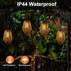Livinlarge Rattan Solar Lantern Waterproof,Hanging Chandelier Lights Patio Porch Garden Farmhouse Decoration Rustic Handmade Outdoor Wicker Pendant Lamps - Image 6