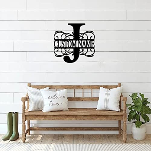 Metal Sign J Custom Name Initial Letter Monogram Customizable Metal Address Sign Plaque Decorative Laser Cut Metal Wall Cut Out Hanging Sign for Yard Yard Kitchen Outside Decorations 18 Inch - Image 5